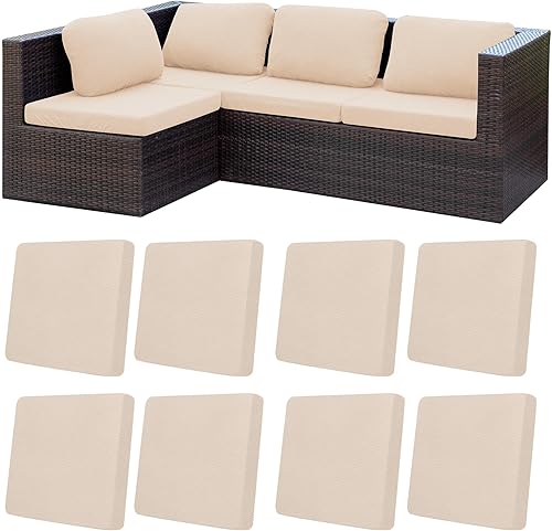 Miniatura 29 de Juego de 12 fundas de almohada y cojines para exteriores, 8 fundas de asiento + 4 fundas de almohada, fundas elásticas para muebles de patio