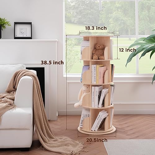 Miniatura 2 de Estantería giratoria, estantería giratoria de 4 niveles para niños, estante de almacenamiento de pie de 360 niveles para niños y adultos,