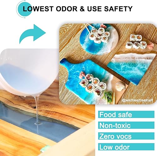 Miniatura 2 de JDiction Resina epoxi, resina epoxi de alto brillo de 2 galones, resina autonivelante y endurecedor para fabricación de joyas, mesa, madera y