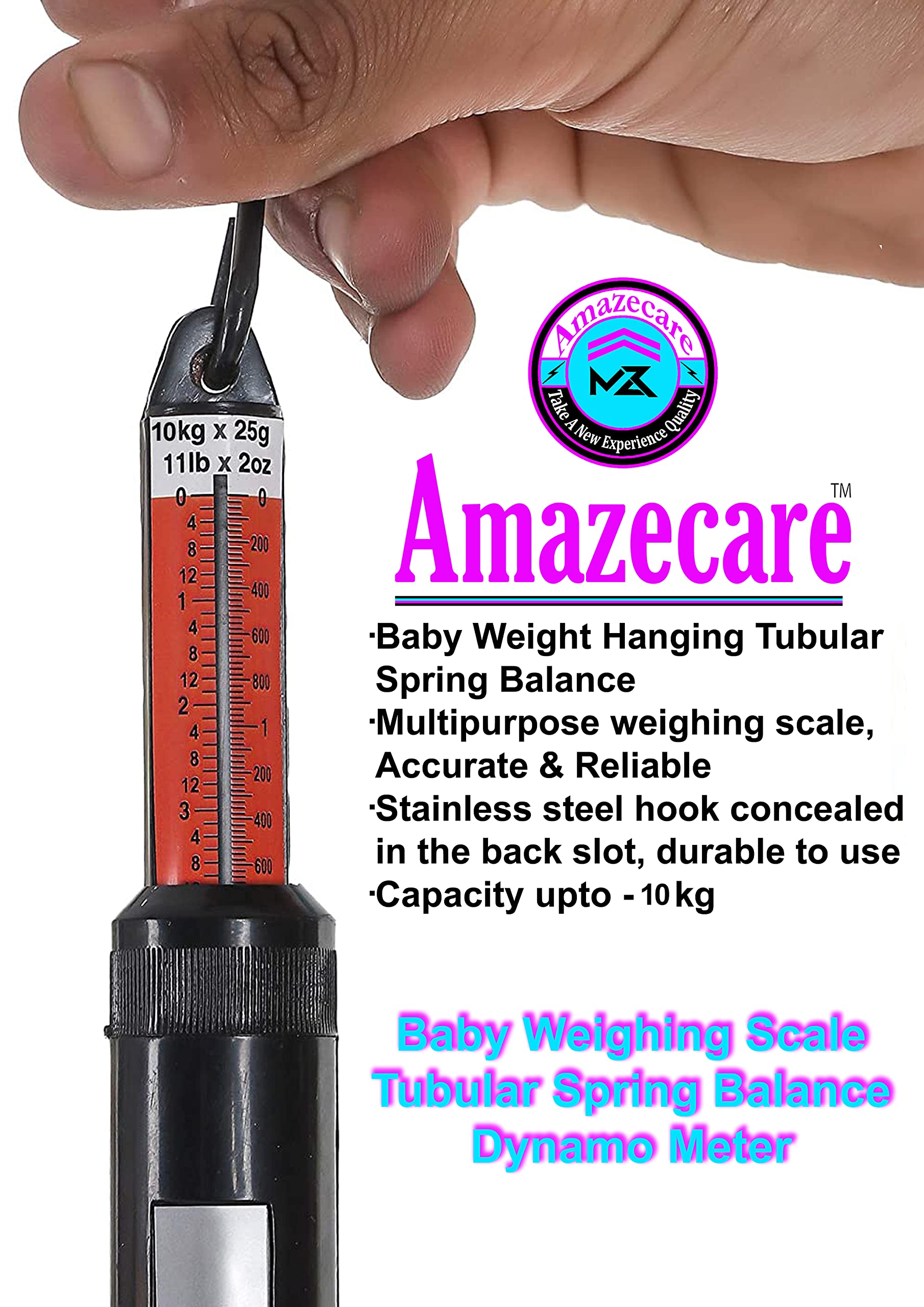 Amazecare Baby Weight Hanging Scale Tubular Spring Balance Dynamo Meter With Touser Maximum Capacity & Minimum Capacity For New Born Baby Weight (Baby-Hangingscale-10Kgwith Touser), Black - Image 2 thumbnail