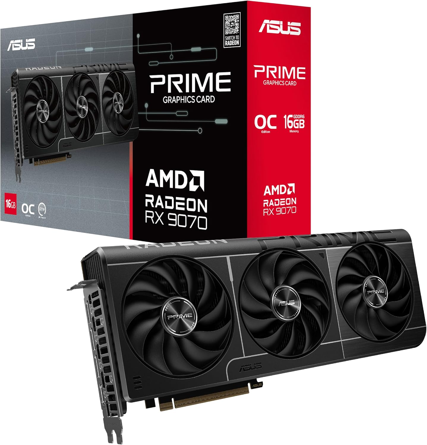 ASUS AMD Radeon RX9070 Video Card PCIe 5.0 16GB GDDR6 PRIME-RX9070-O16G