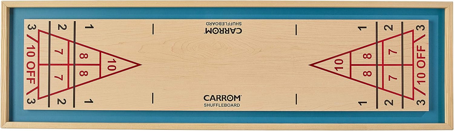 Top-down view of the Carrom Shuffleboard Game board with scoring zones clearly visible