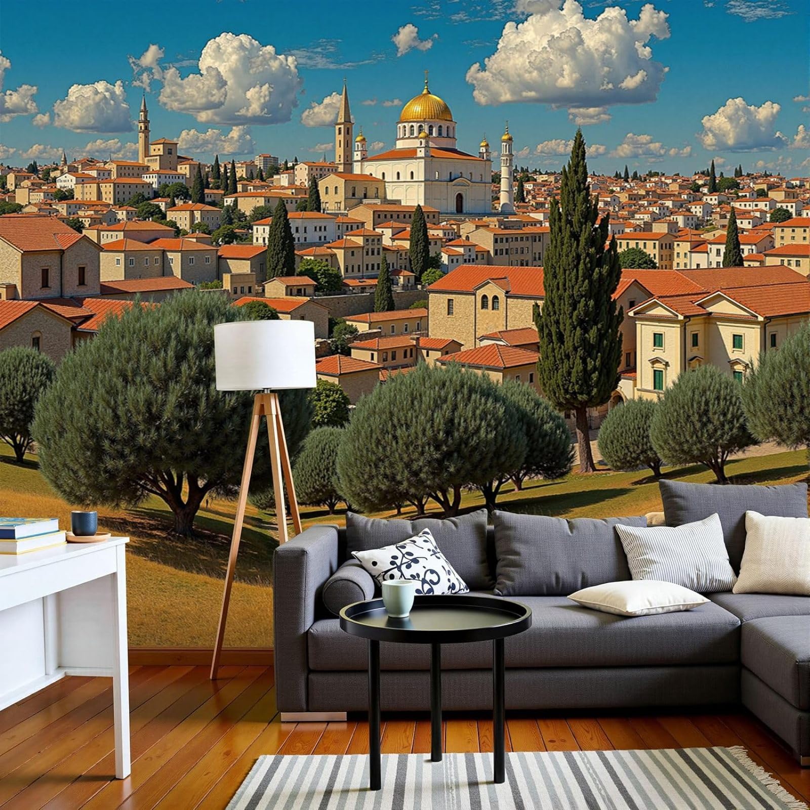 kfjhgbdshhj Photo Wallpaper, Retro Urban Landscape Non-Woven European City Modern Brown Wall Decoration Wall Picture for Living Room Bedroom,250cmx175cm Stickers - Frameless Painting - Poster