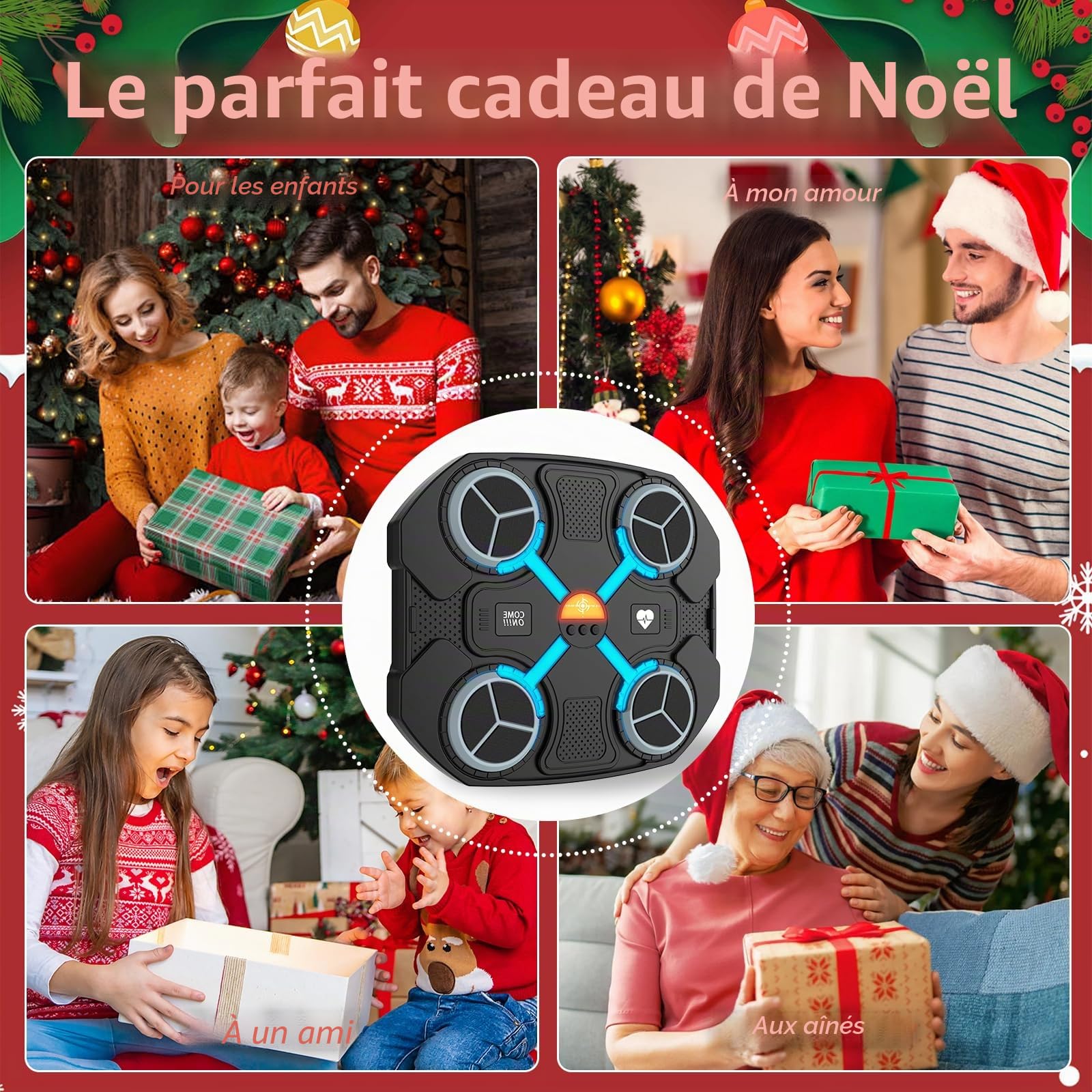 Machine de boxe musicale intelligente Bluetooth, cible de boxe intelligente murale, chargement USB, équipement d'entraînement de boxe, cadeaux pour enfants et adultes
