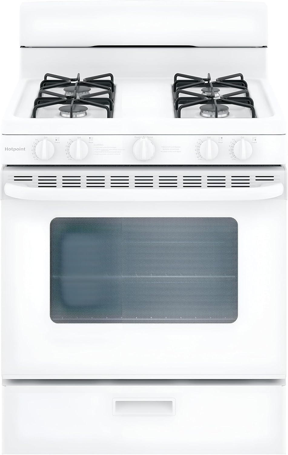 Hotpoint RGBS200DMWW 30-Inch Freestanding Gas Range with Standard Clean Oven, 4 Burners, White