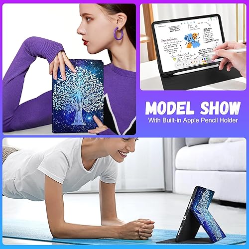 Miniatura 6 de Uppuppy Funda para Apple iPad Pro 12.9, para iPad de 12.9 pulgadas, funda para niños, lindo soporte para lápices folio, mujeres, adolescentes,