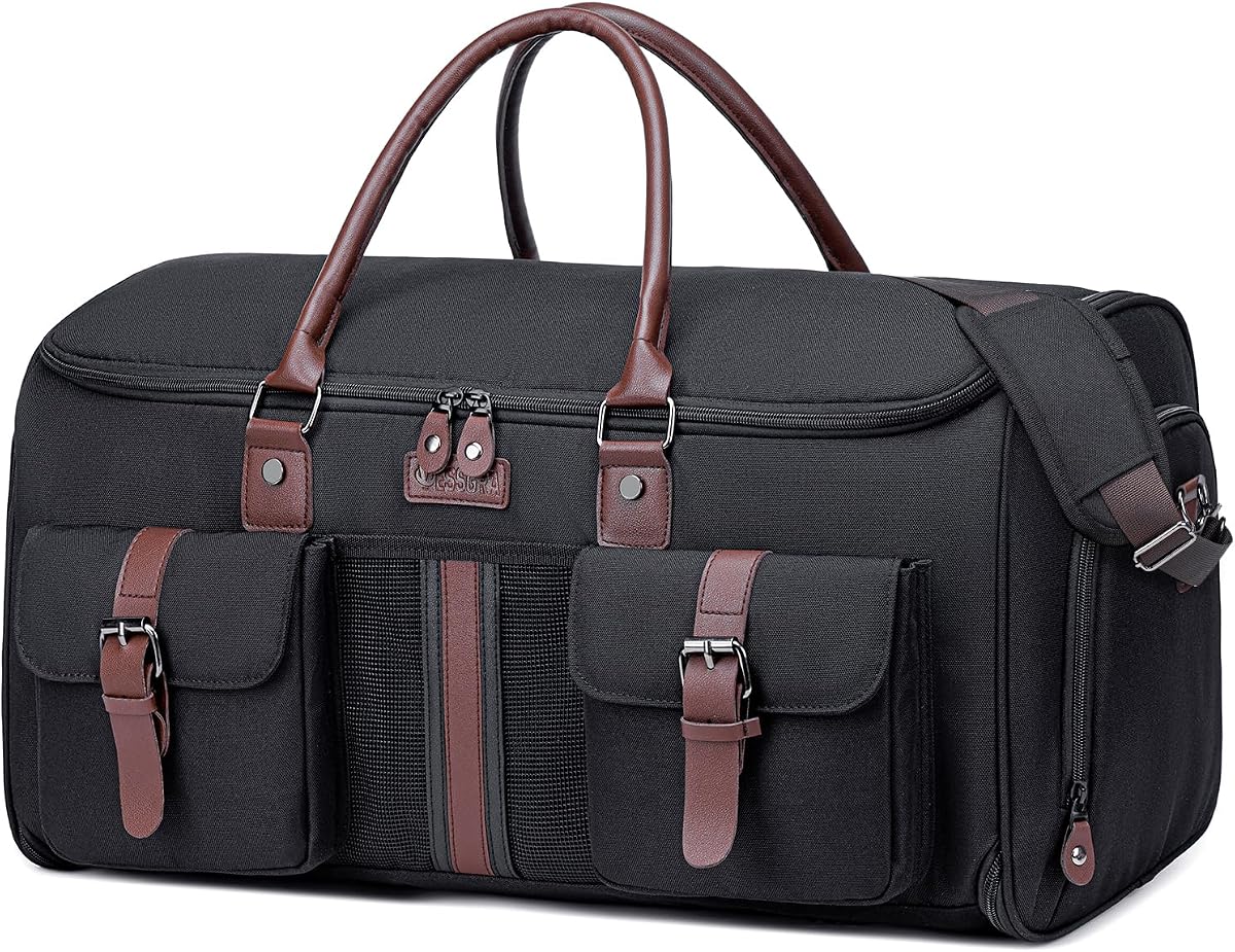 Carry on Garment Bag,Vessgra 2 in 1 Duffle Bag for Travel Convertible Garment Duffel Bags for Men Women Inner Dry/Wet Compartment Suit Bag Travel with Shoe Compartment Bussiness Weekender Trip,Black