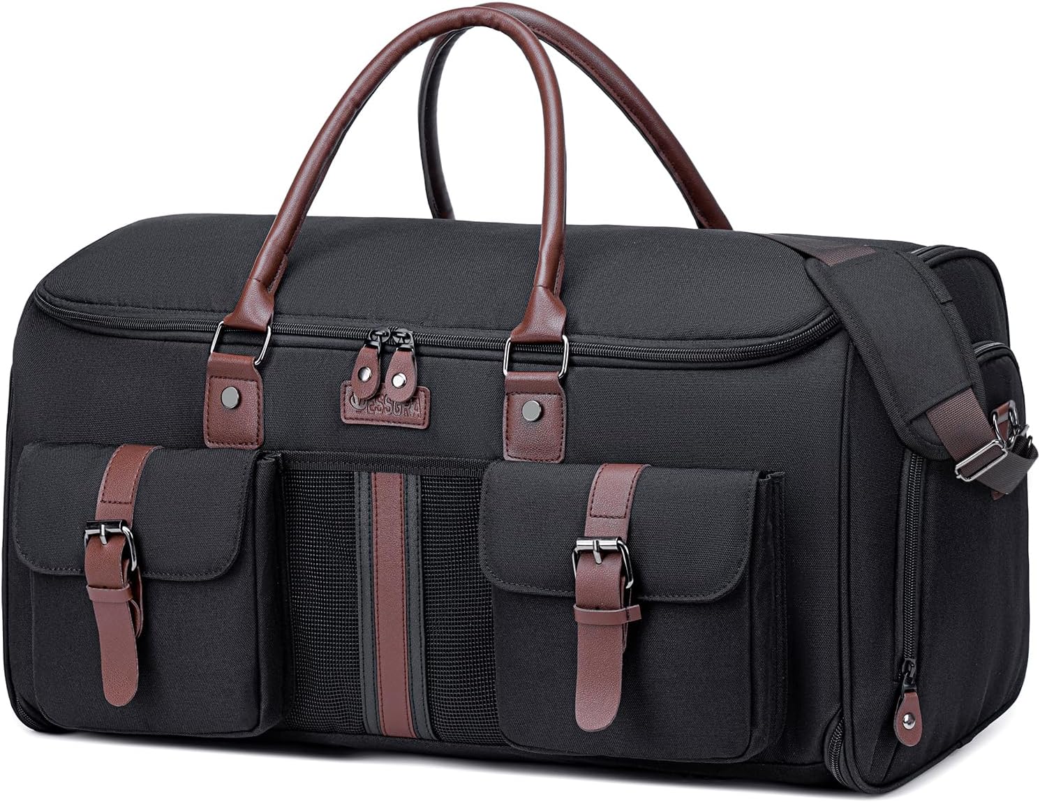 Carry on Garment Bag,Vessgra 2 in 1 Duffle Bag for Travel Convertible Garment Duffel Bags for Men Women Inner Dry/Wet Compartment Suit Bag Travel with Shoe Compartment Bussiness Weekender Trip,Black