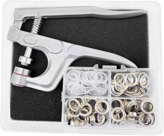 Ösenzange Set 10 Mm - 150 Ösen Inkl. Werkzeug Für Stoffe, Planen, Banner & Zelte