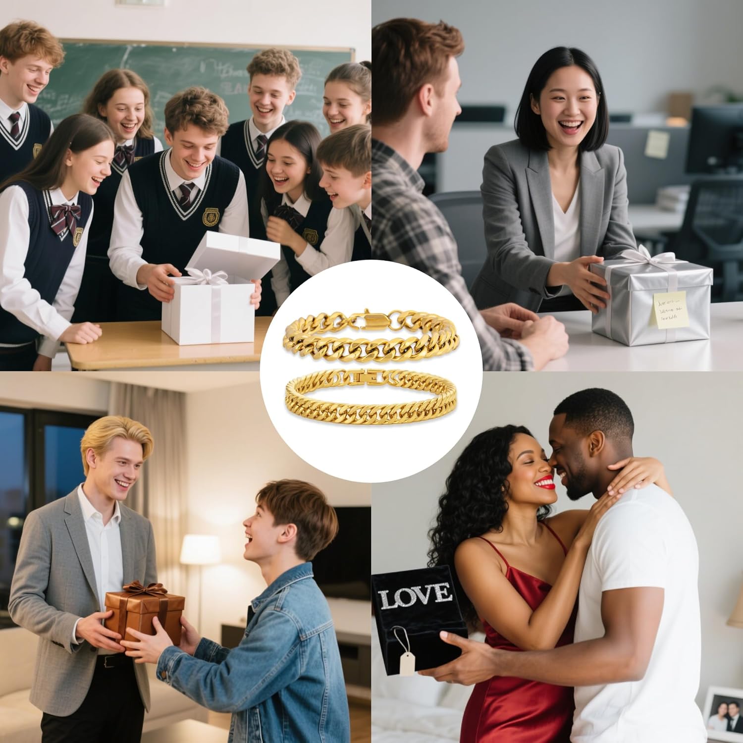 XIANNVXI Stainless Steel Bracelets for Men 2PCS Cuban Link Bracelet Stainless Steel Mens Silver/Gold/Black Bracelet Set 7.5/8.3/9 Inches Gifts for Mens Metal Bracelets - Image 9