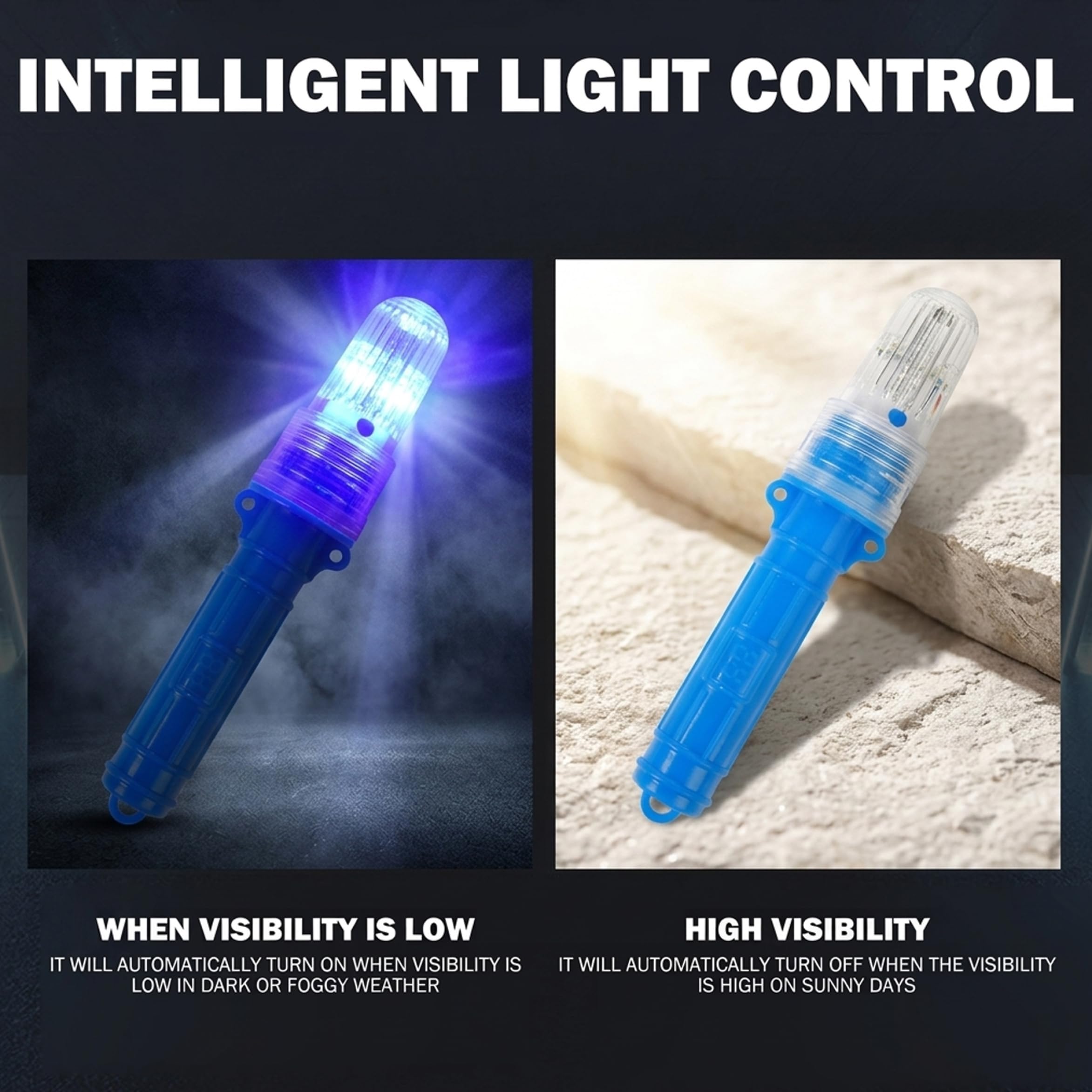 Fusées de détresse Marines, Lot de 3, kit fusées détresse pour Bateau - Feux stroboscopiques à LED Bleues pour Le marquage des Filets, l'appâtage des Poissons et la Dissuasion la Faune s