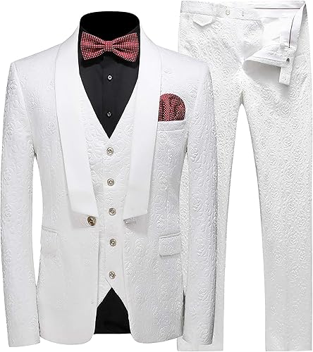 Men's Suits 3 Piece Set Tuxedo Blazer Vest and Pants Slim Skinny Fit Formal Suit