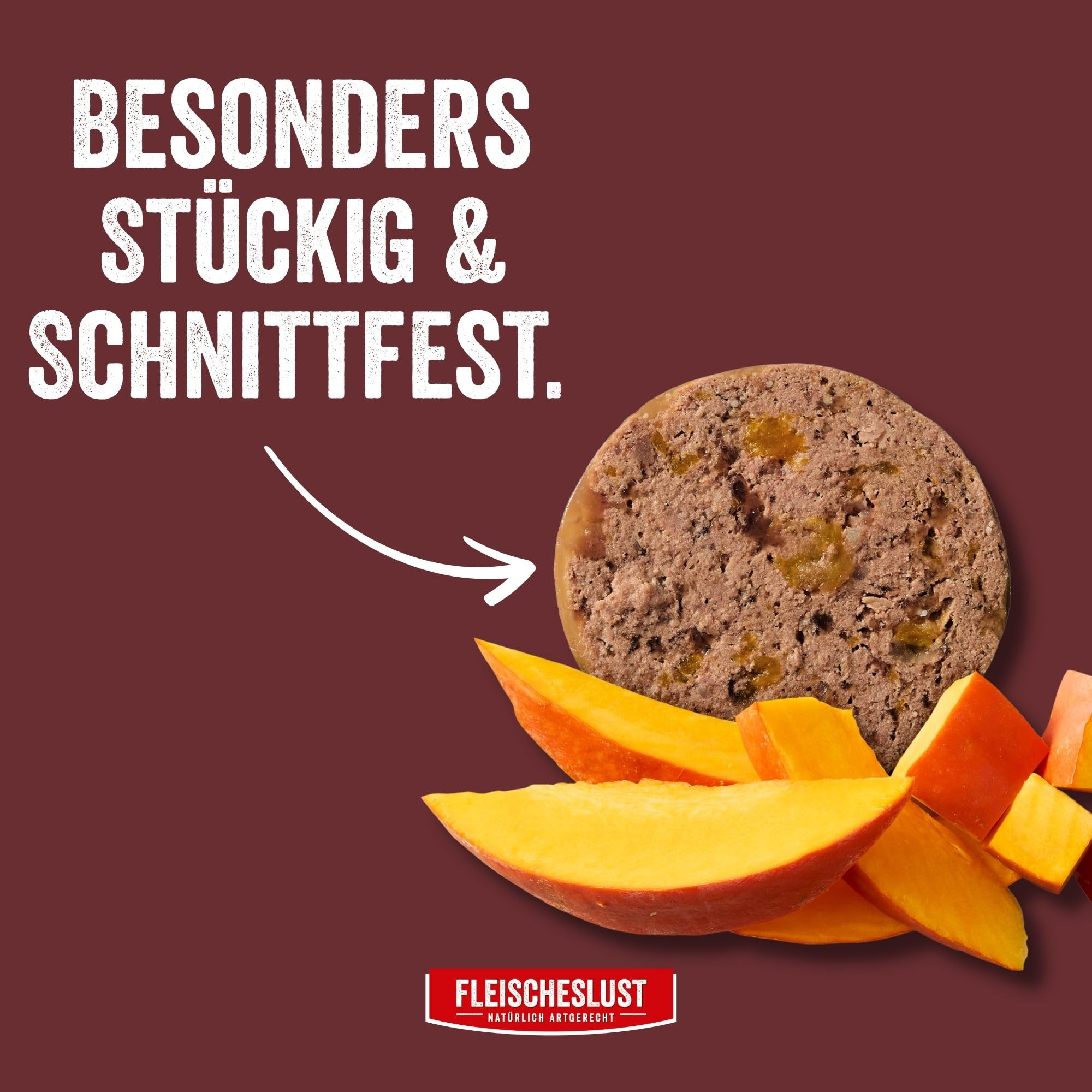 Fleischeslust Hundewurst, Purer Büffel mit Kürbis als Futterbox (6x800g), Sensitive Nassfutter-Wurst schnittfest & getreidefrei, Hundefutter für ausgewachsene Hunde