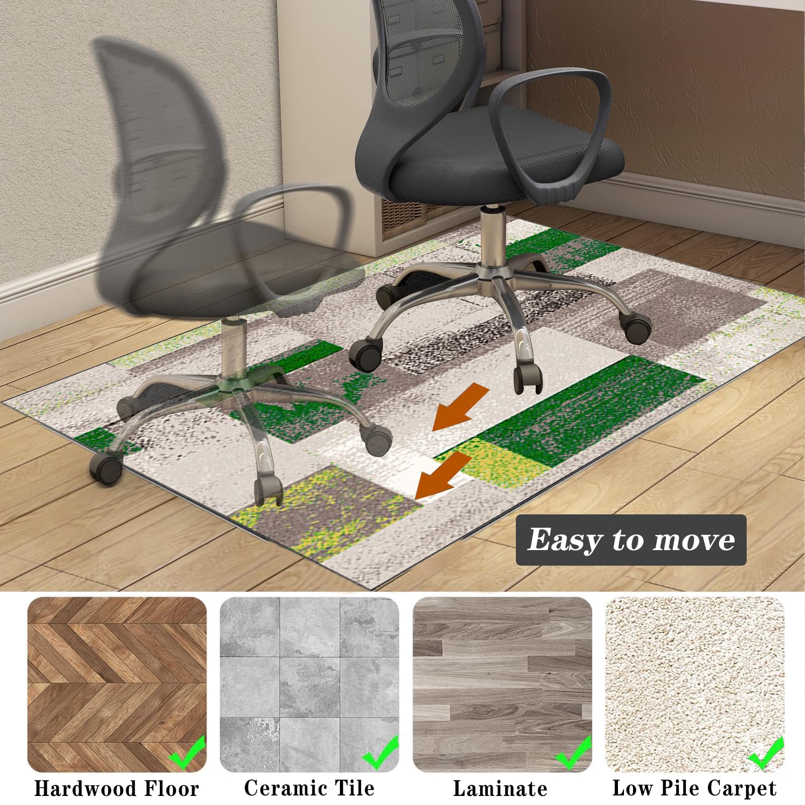 JaevKwzy Chair mat for Hard Floors Heavy Duty Office Chair Mats for Carpeted and Hardwood Floor Carpet Protector Chair Mat Floor Mats Wood/Tile Protection Mat for Office & Home 70 x 100 cm - Image 5