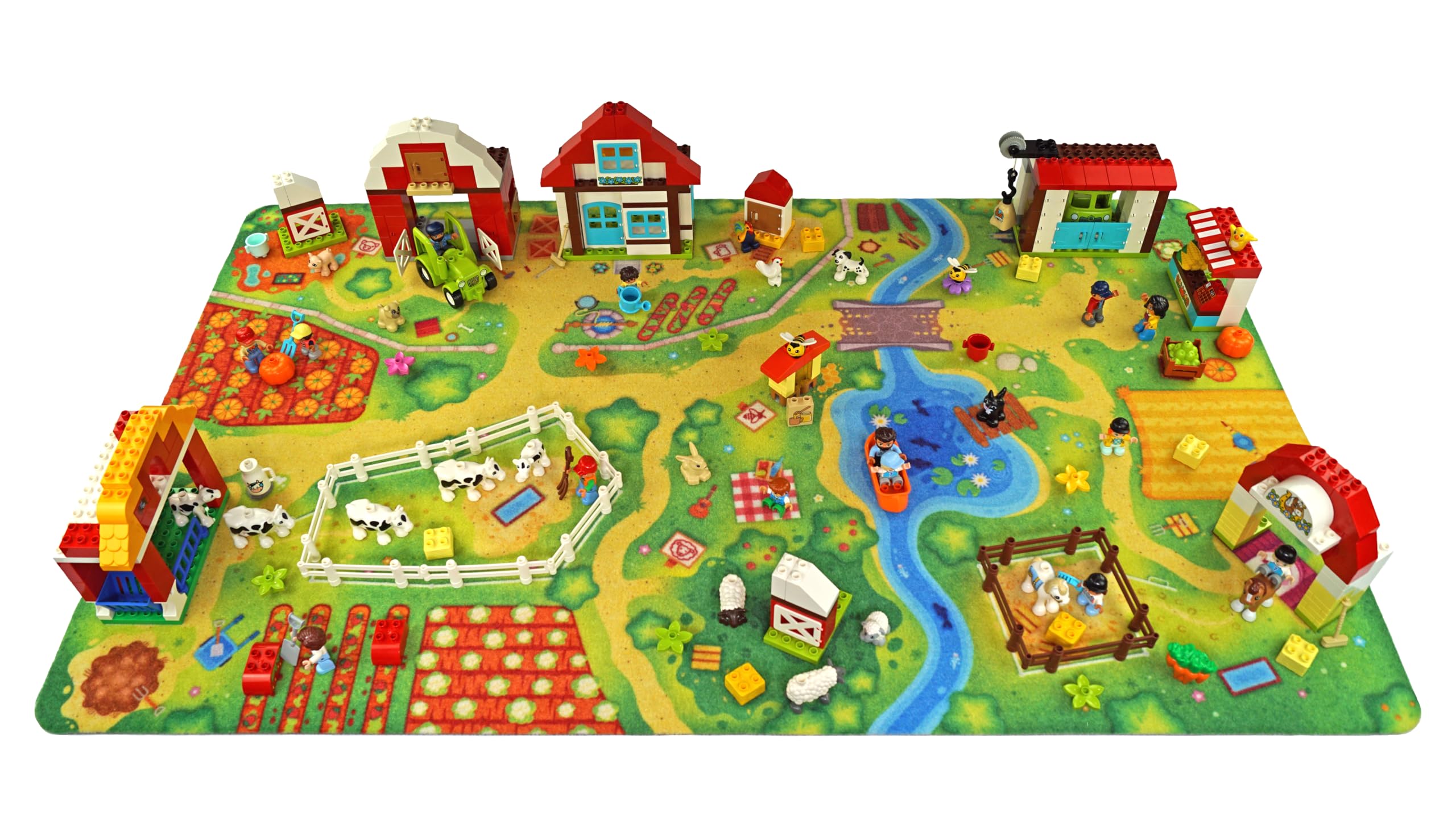 HuggyPlay Alfombra de Juego para niños Granja Alfombra Infantil 90 x 150 cm