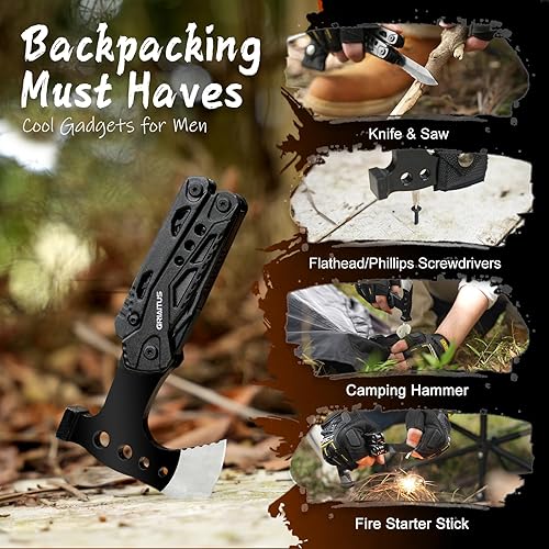 Miniatura 3 de Accesorios de multiherramienta para acampar, rellenos de calcetines para hombres 16 en 1 Multiherramienta Equipo de supervivencia con hacha,