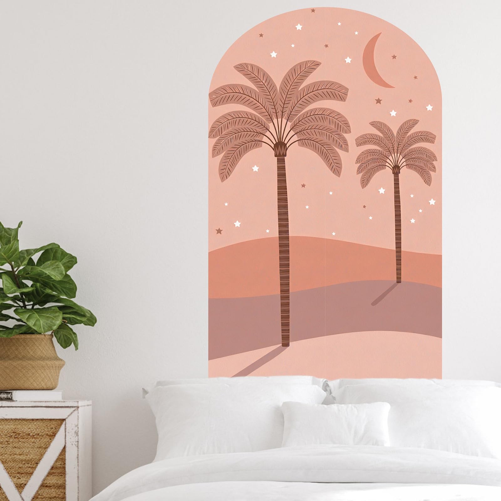 TOARTi Peel and Stick Wall Decal Orange Coconut Tree Arch Wall Sticker,Bohemia Wallpaper Plants Wall Sticker Headboard Nursery Wall Decorr,20x32inch - Image 4