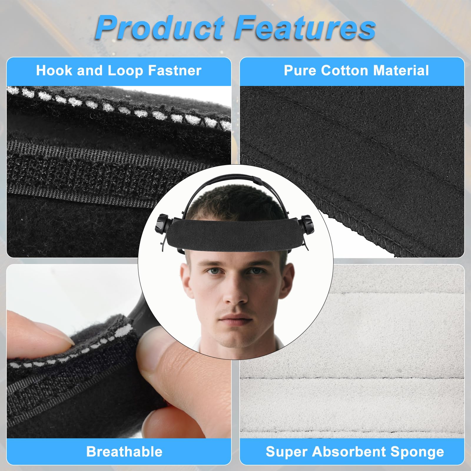 5 bandas de sudor para casco duro, color negro. Forro de banda de sombrero duro que te mantiene fresco y seco, accesorios de banda de casco duro de soldadura, soluciones duraderas y cómodas