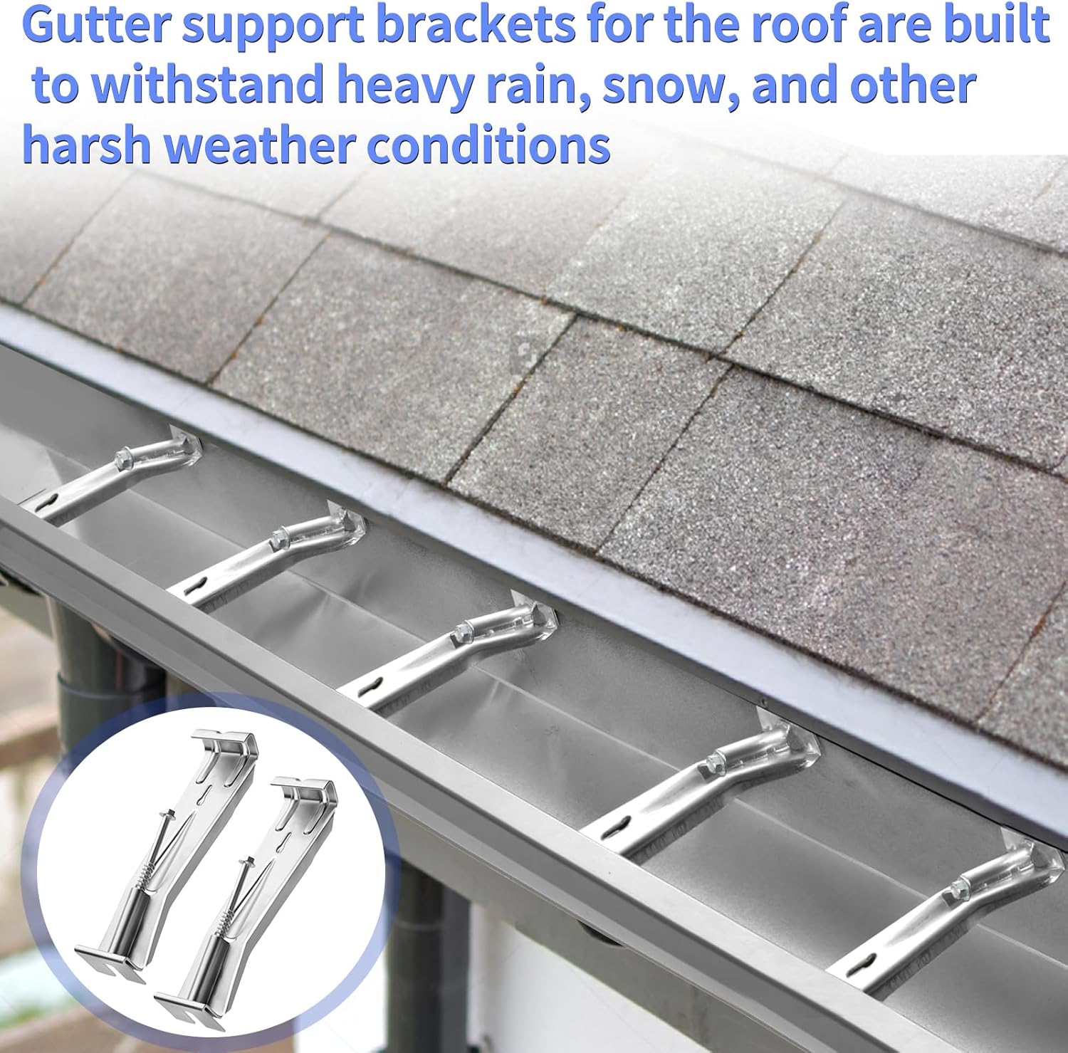 30Pcs 5Inch Gutter Hangers with 1/4 Hex Driver Bit, Gutter Support Brackets for Roof Aluminum Gutter Tools for Improved Drainage and Provides Strong Support