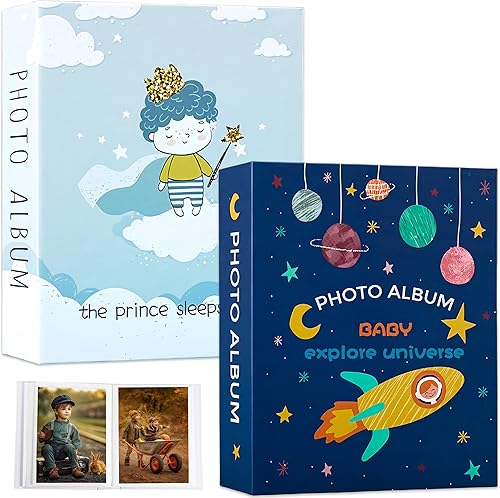 Álbum de fotos de 4 x 6 pulgadas, paquete de 2 álbumes de fotos pequeños para bebés, cargador superior, cada mini álbum de fotos tiene capacidad