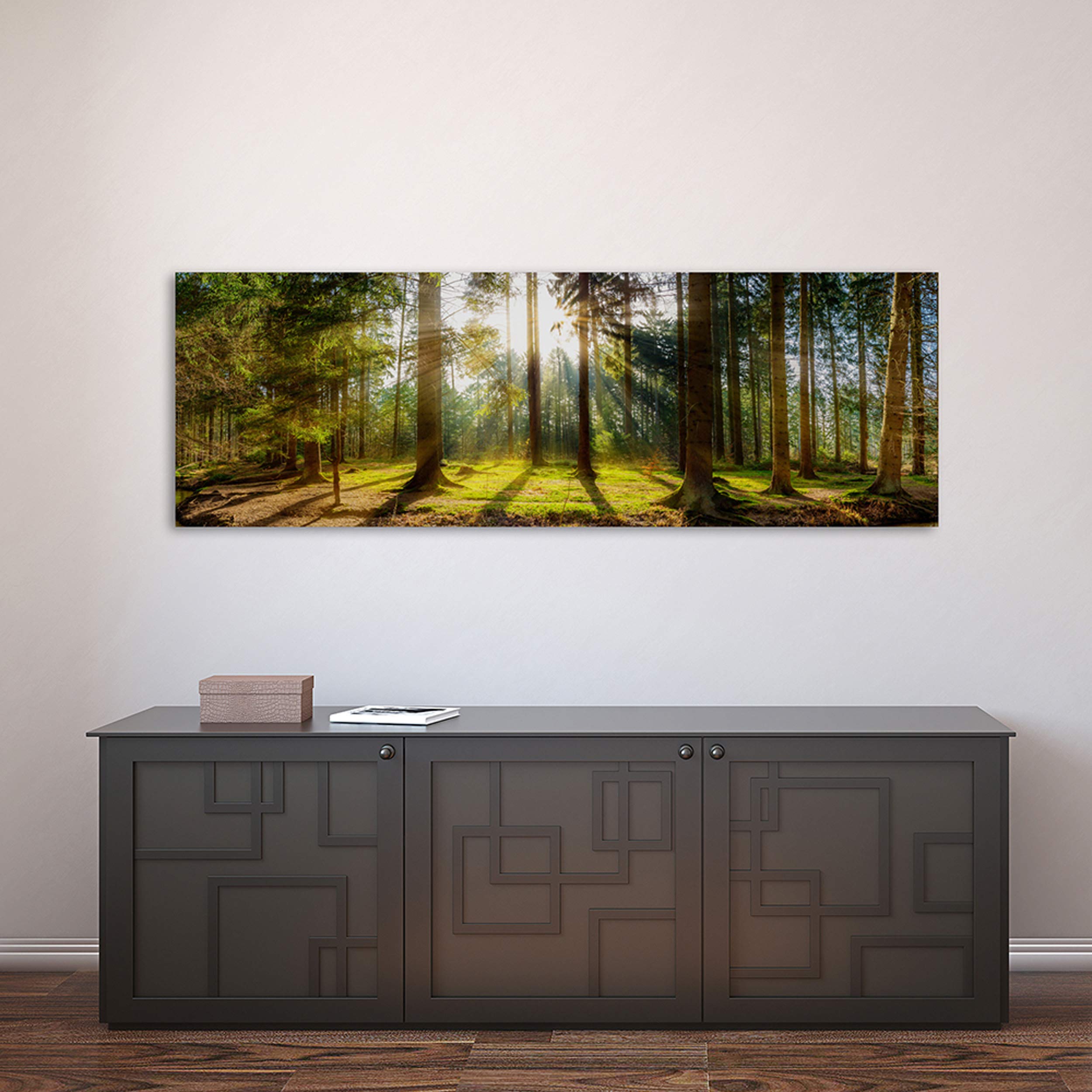 Feeby Obraz na Płótnie Canvas Las Drzewa 150x60 cm 1-częściowy Obraz na Ścianę Dekoracja Ścienna do Salonu Sypialni Biura Obraz Ścienny XXL Pejzaż Żółty