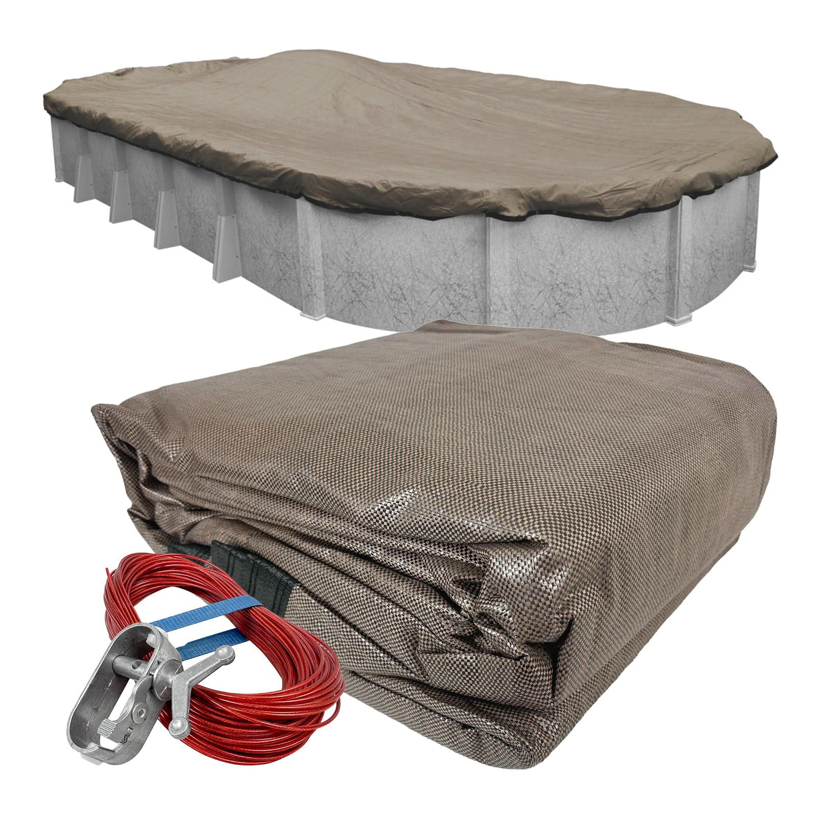 Robelle 431530-4 Taupe Mesh XL Winter Poolabdeckung für ovale oberirdische Schwimmbäder, 4,6 x 9,1 m Pool