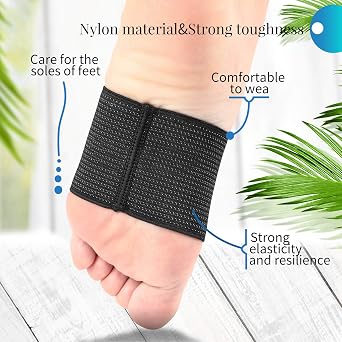 Geyoga 2 Pairs Compression Foot Arch Support for Women and Men Plantar Fasciitis Arch Support Sleeves Braces Sports Bandage Orthotics Unisex Foot Wrap for Flat Feet Heel Spurs Feet Care Pain Relief