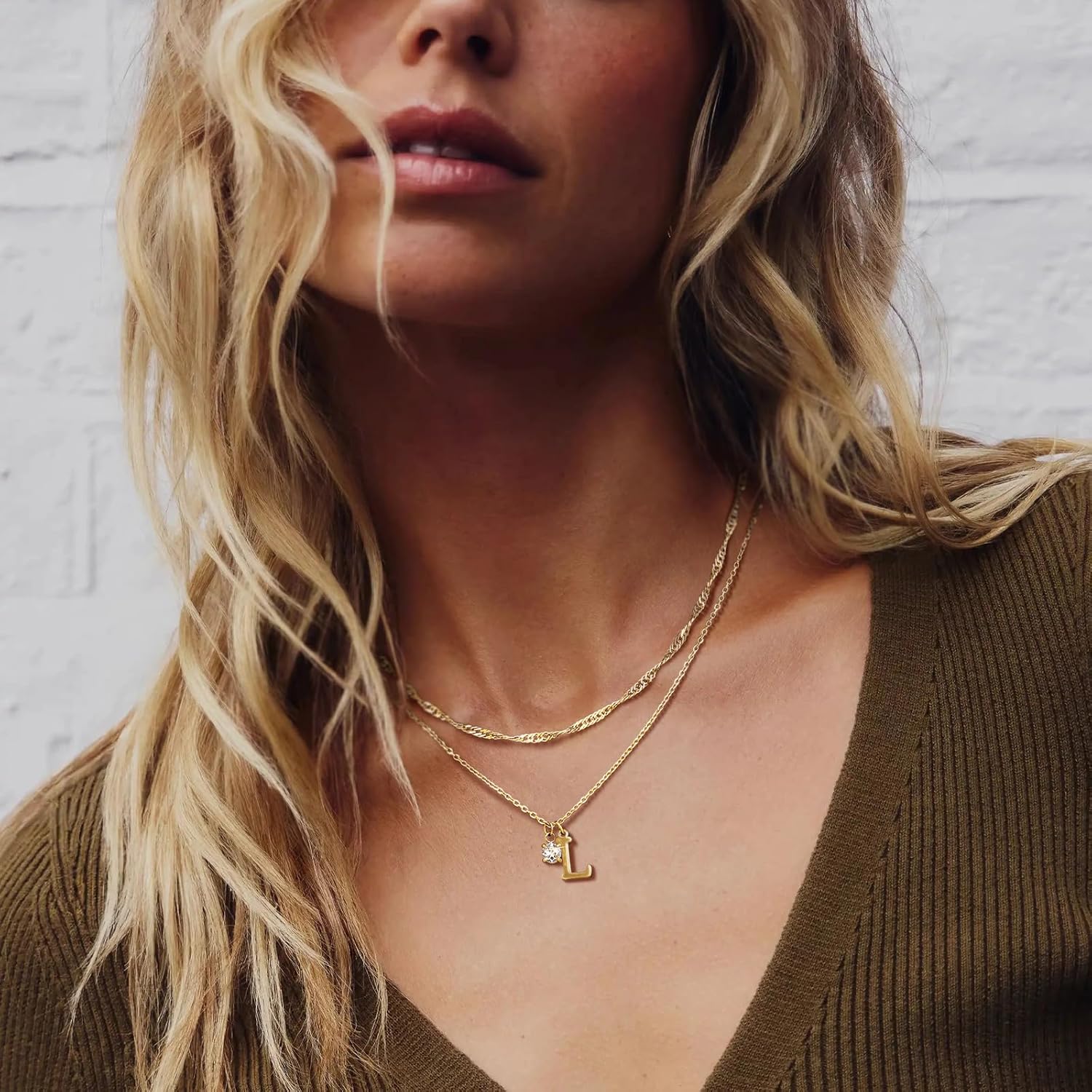 Initial Necklaces for Women Girls Dainty Gold Letter Necklace Stack Non Tarnish 14K Layered Necklaces Simple Chain CZ Diamond Pendant Necklaces Stacked A-Z Name Personalized Trendy Jewelry Gift - Image 6