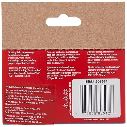 Miniatura 2 de Arrow Fastener 508SS1 T50 - Grapas de acero inoxidable de 12 pulgada, 4 paquetes de 1000