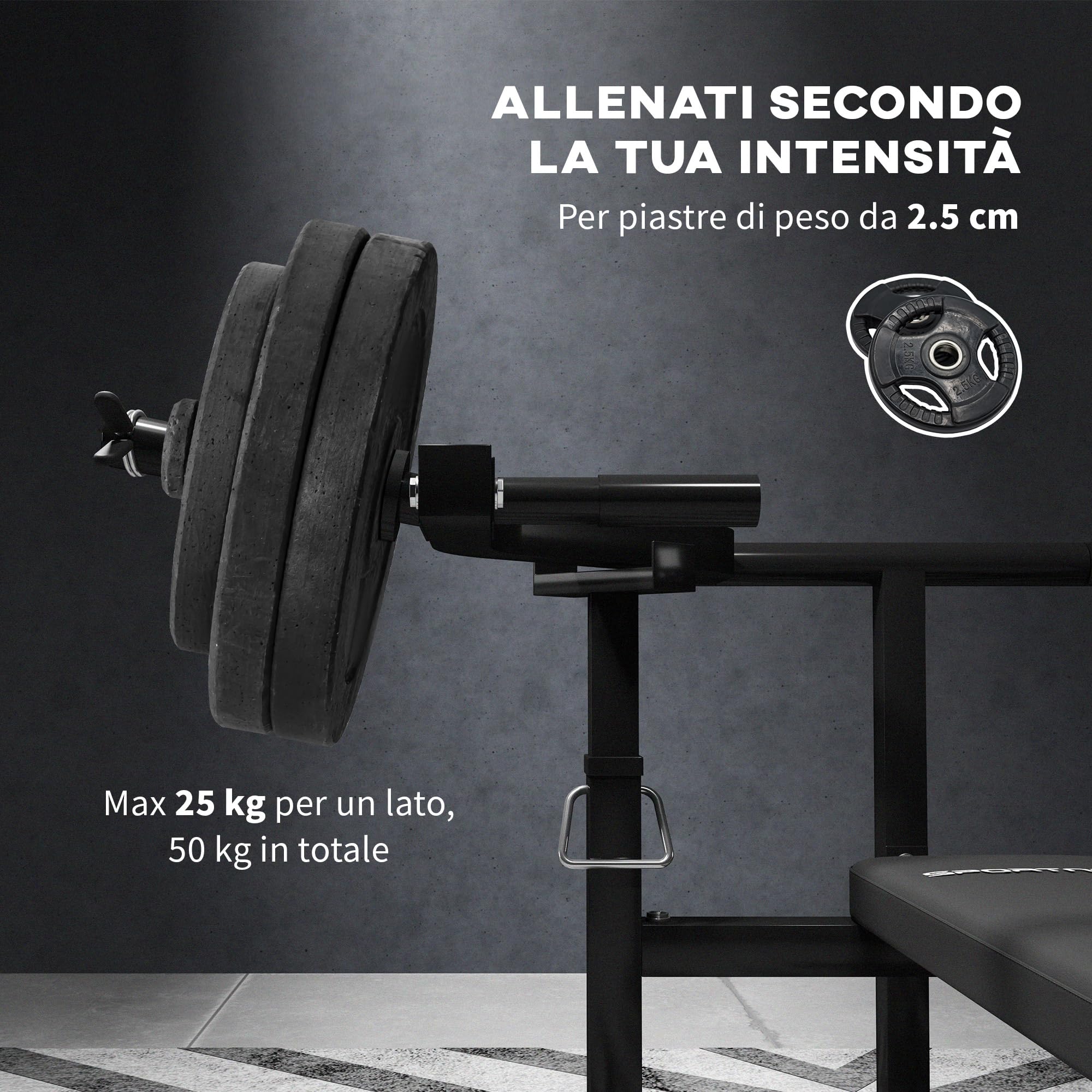 SPORTNOW Panca per Sollevamento Pesi ad Altezza Regolabile, Panca Piana Multifunzione in Acciaio, per Palestra e Casa, 150x150x60-85 cm, Nero