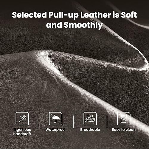 Miniatura 4 de PHI VILLA Juego de 4 taburetes de bar de cuero gris, sillas de altura de mostrador sin espalda, taburetes de bar de 24 pulgadas para isla de cocina