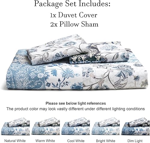 Miniatura 7 de PHF - Juego de funda de edredón de flores ultra suave tamaño King, juego de ropa de cama boho impreso de 3 piezas, juego de funda de edredón
