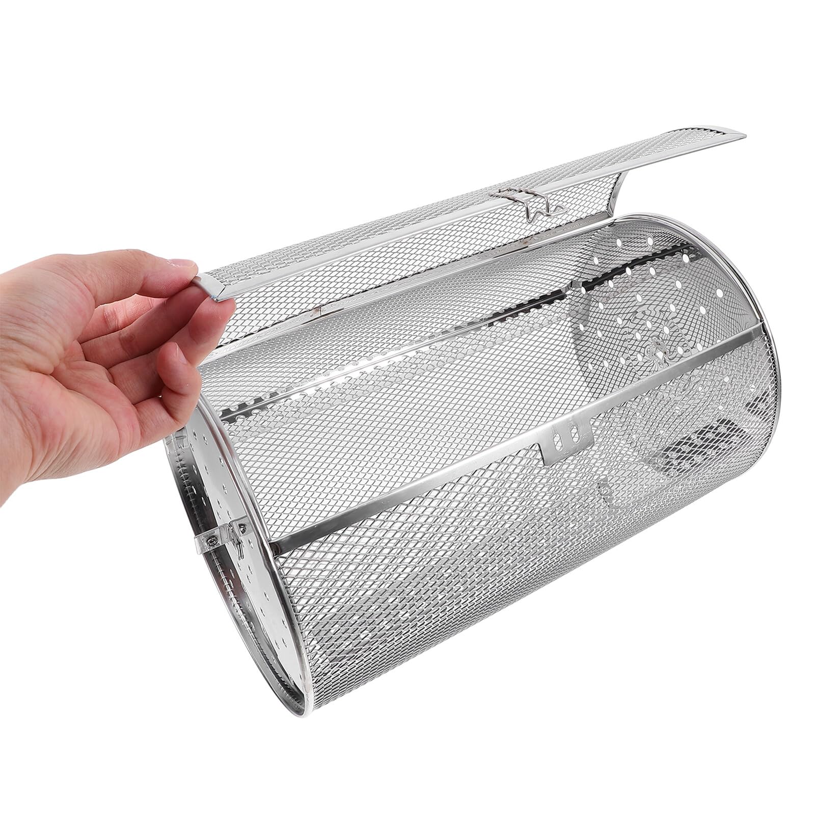 Veemoon Cestello per Arrostire per Griglia in Acciaio Inox 180x300 Mm per Forno Girarrosto Cucina, Gabbia Rotante per Carne, Pesce e Verdure, Accessorio Smontabile per Grigliate