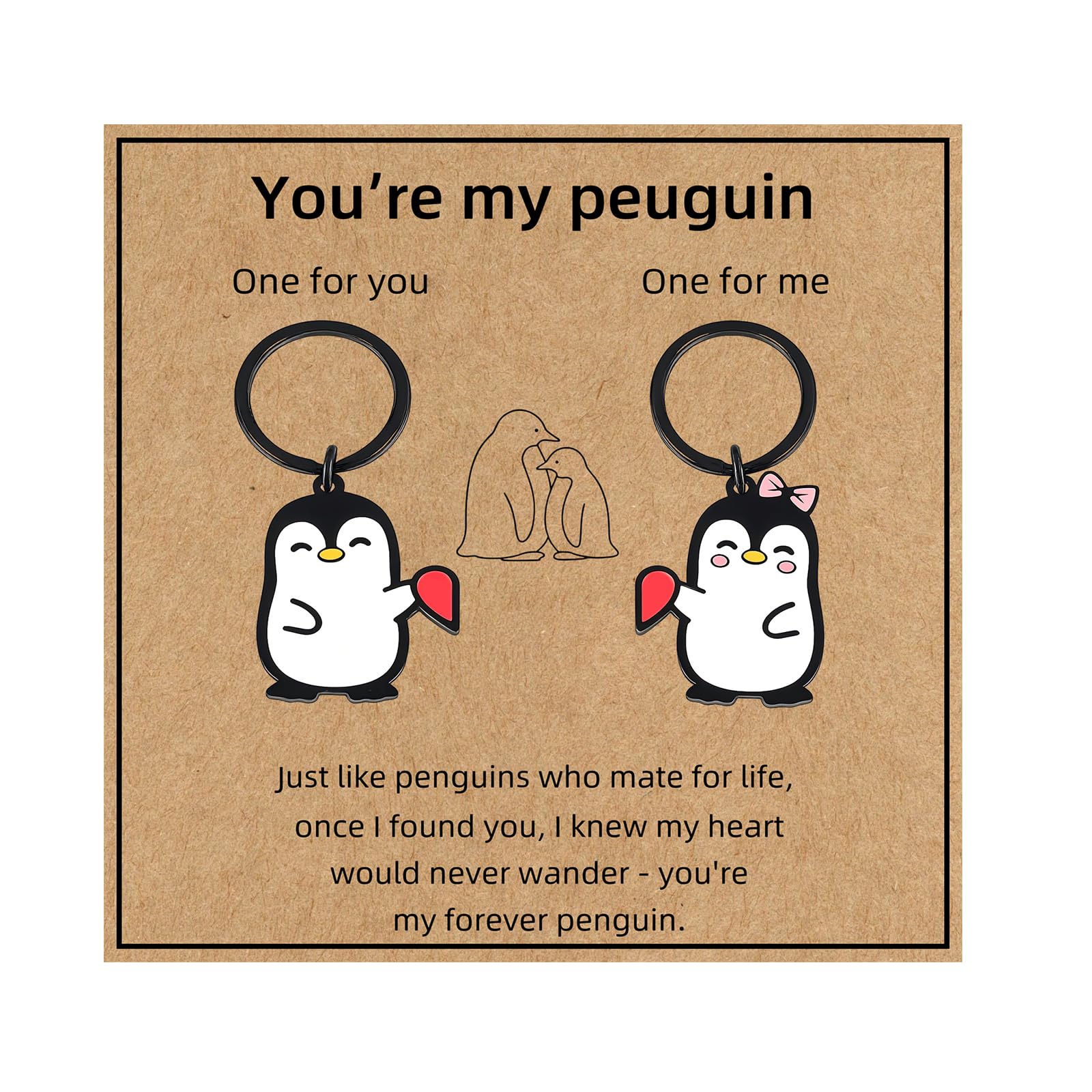 Virelle Matching Keychains for Couples, Penguin Keychain Duo, Cute Valentines Day, Birthday,Aniversary Gift for Him Boyfriend Her