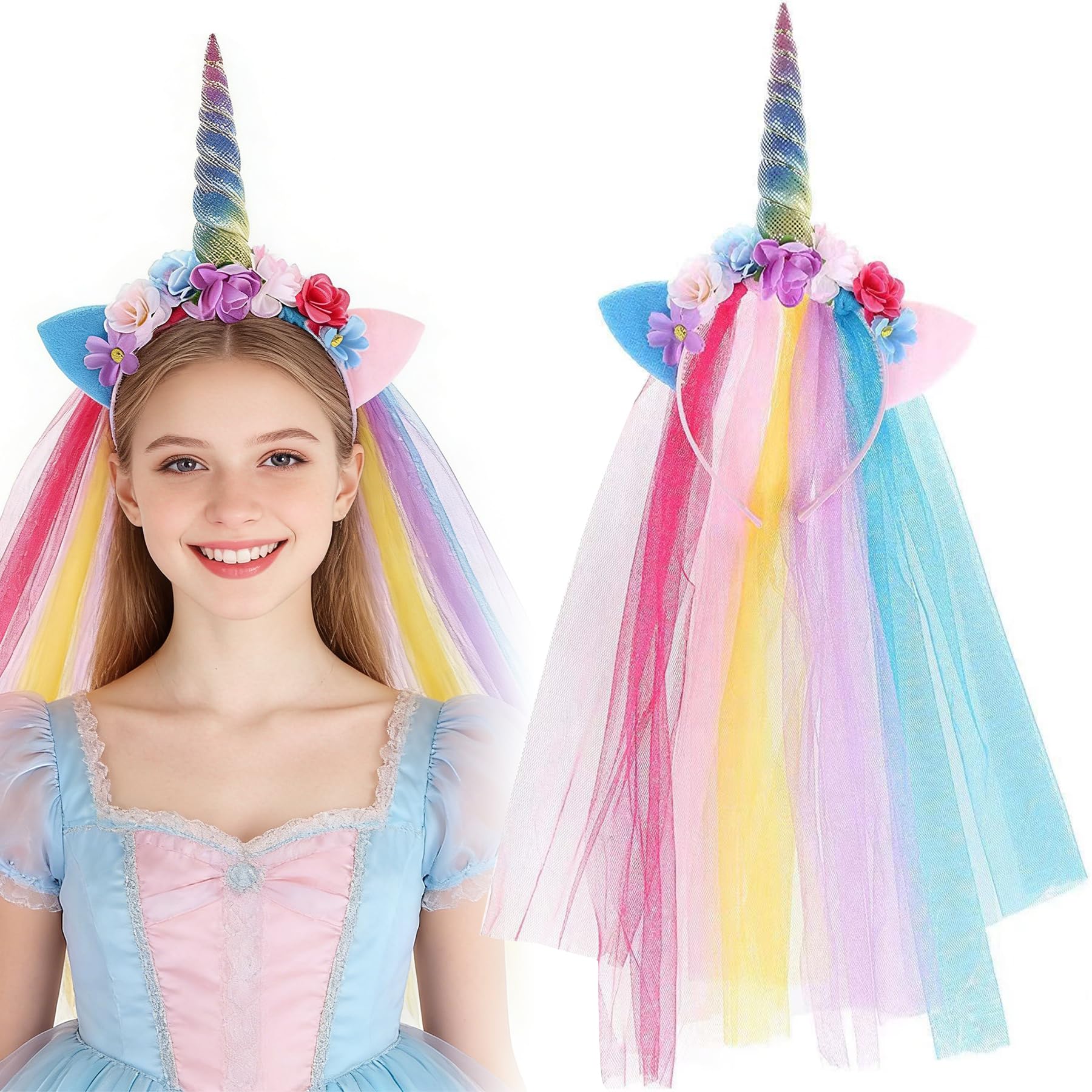 Jiahuade Einhorn Stirnband,Einhorn Haarreif Kinder,Kindergeburtstag Haarreif,Head Accessoires Party Dekoration,Haarschmuck für Ostern Geburtstag Party Karneval