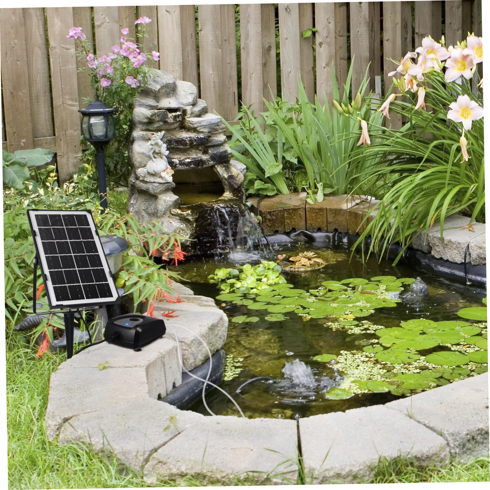 Toddmomy Pompa d Aria Solare Per Acquario Kit Ossigenatore Per Laghetto Da Giardino Aeratore Per Vasche Pesce Set Pompa Aria Solare Movimento Acqua e Ricarica Usb