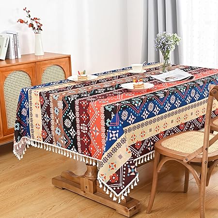 Amazon.com: Yinhua Boho Tablecloths Boho Table Cloth Rectangle Table Ideal Gifts Waterproof ...