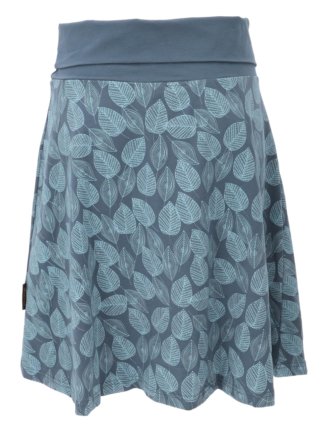 Minirock aus Bio-Baumwolle, Boho Tellerrock Herbstlaub Print, schwarz