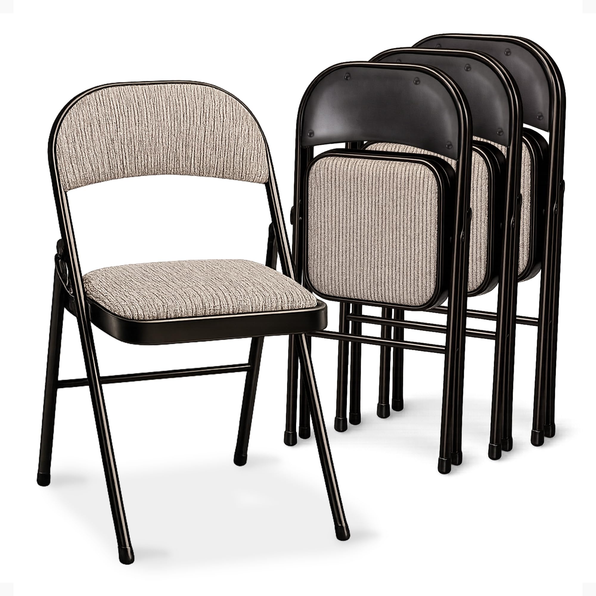 Amazon.com: MECO 4 Pack Padded Folding Chairs, Cushioned Motif