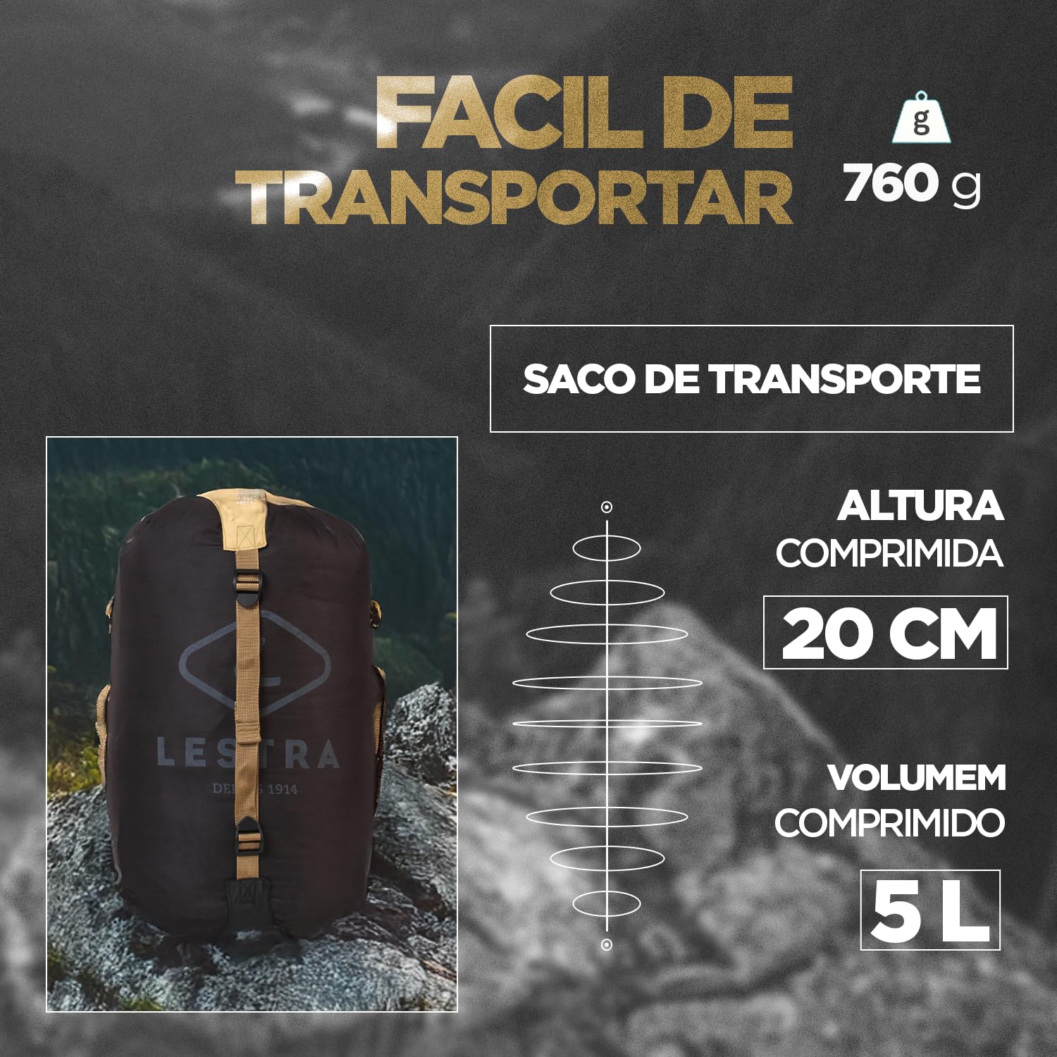 Lestra Sport - Aporia Light - Saco de Dormir para Trekking y Senderismo - Ligero y de Alto Rendimiento - T° Límite Confort 02 °C - Plumón de Pato - Adulto - 210 x 80 cm - 760 g