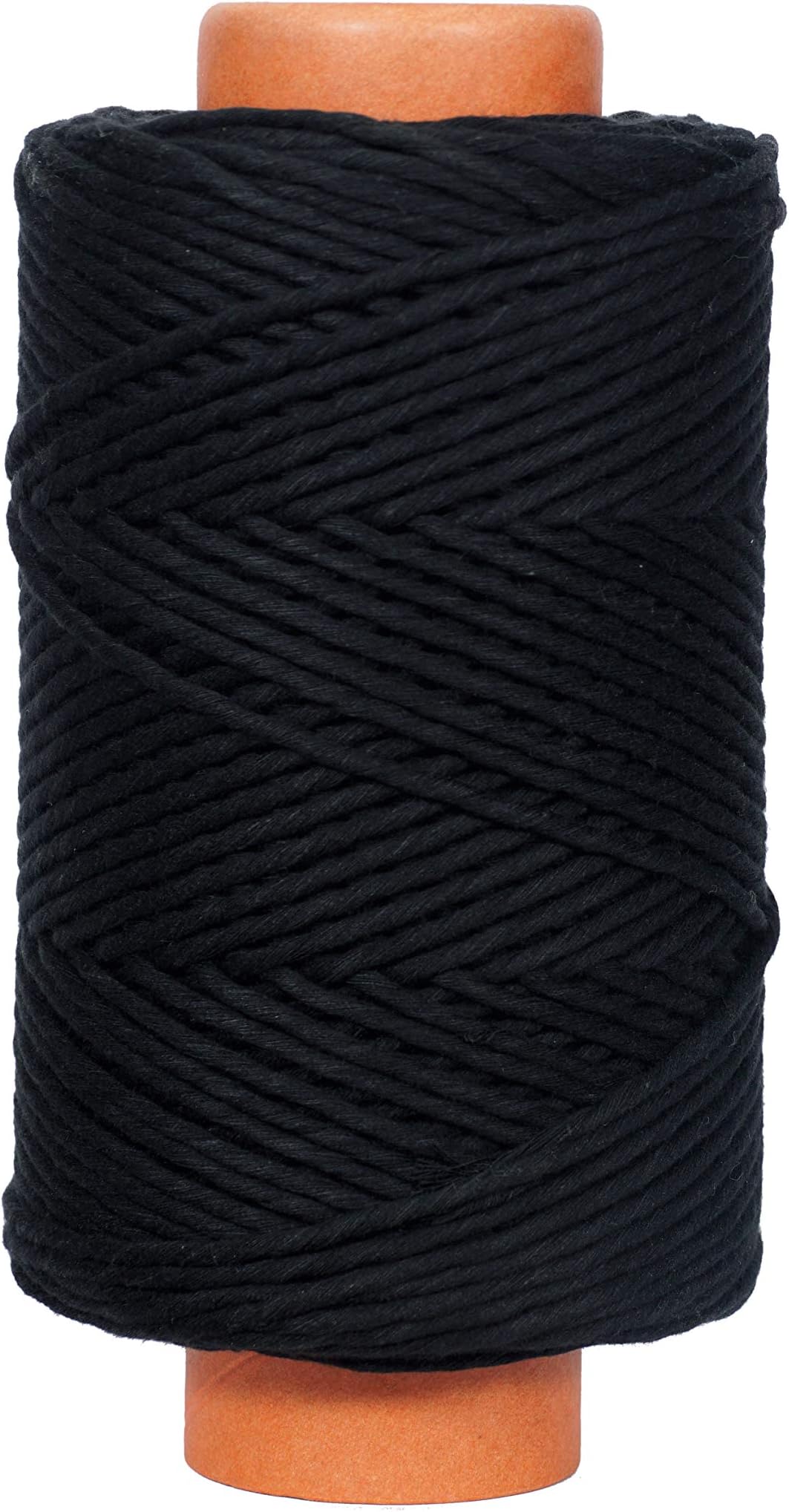 Crafteza Black Macrame Cord 4mm X 688 feet Single Strand Macrame Cord Made in India - 100% Natural Virgin Cotton Cord - Black Macrame Rope for Handmade Macrame Crafts - Soft 4mm Black Macrame Cord