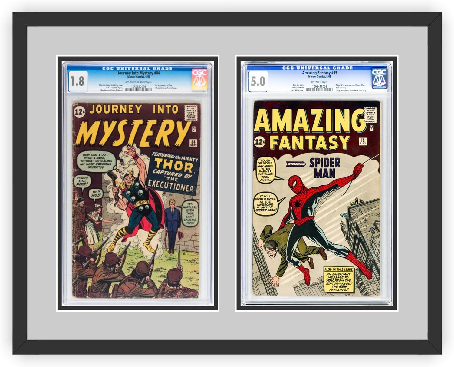 Single Graded Comic Book Frame | Black Moulding | UV Protected | Real Glass | Customized for Standard CGC Graded Comic Books (Single)