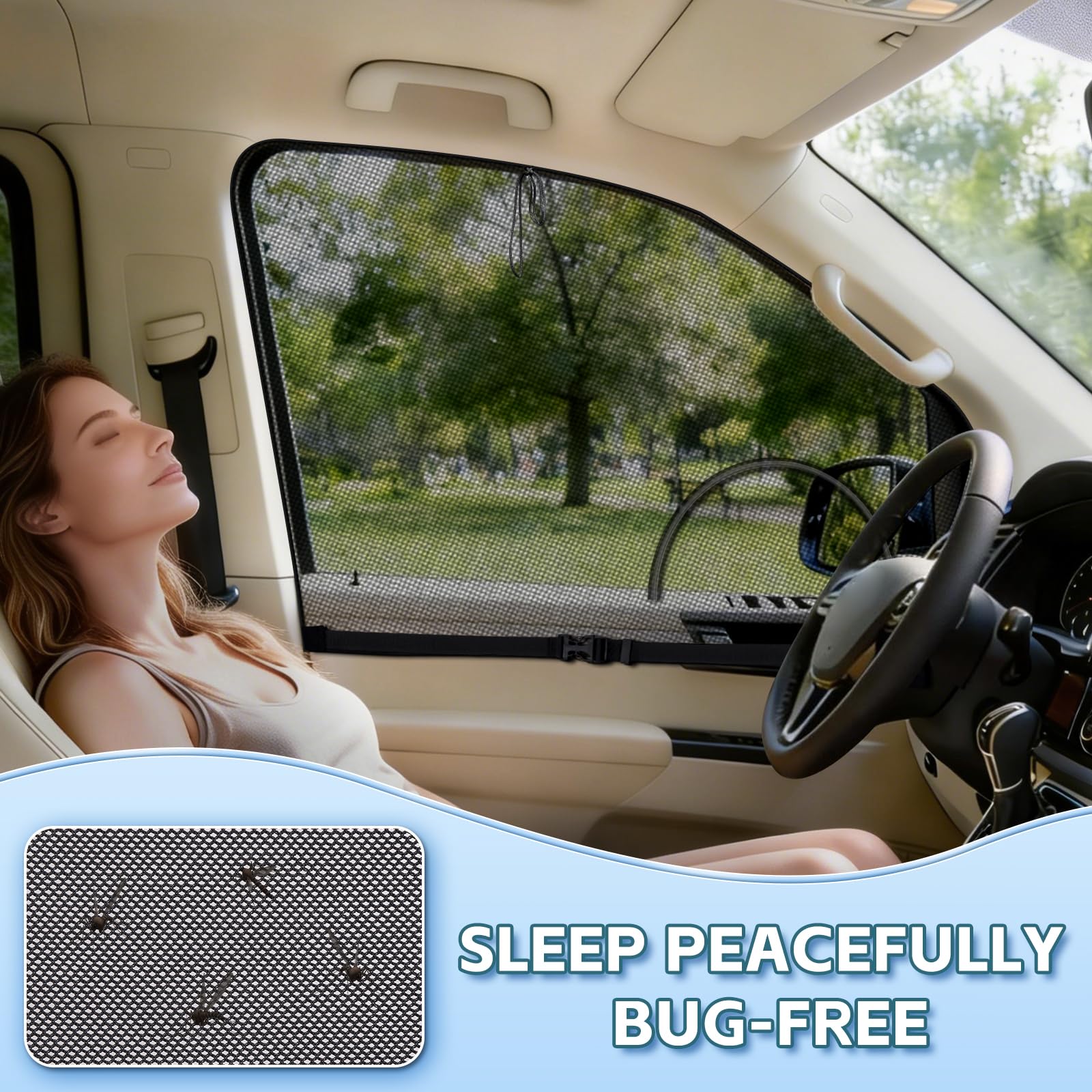 Mosquitera Magnética Ventanas Lateral Delanteras para VW T4 T5 T6 Camper | Mosquitera para Coche, Red Anti Insectos, Excelente Transpirabilidad, Protección Solar y UV, Ideal para Camping y Camper