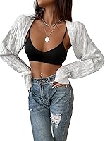 Vista 4 de SweatyRocks Suéter de punto de manga larga con frente abierto para mujer