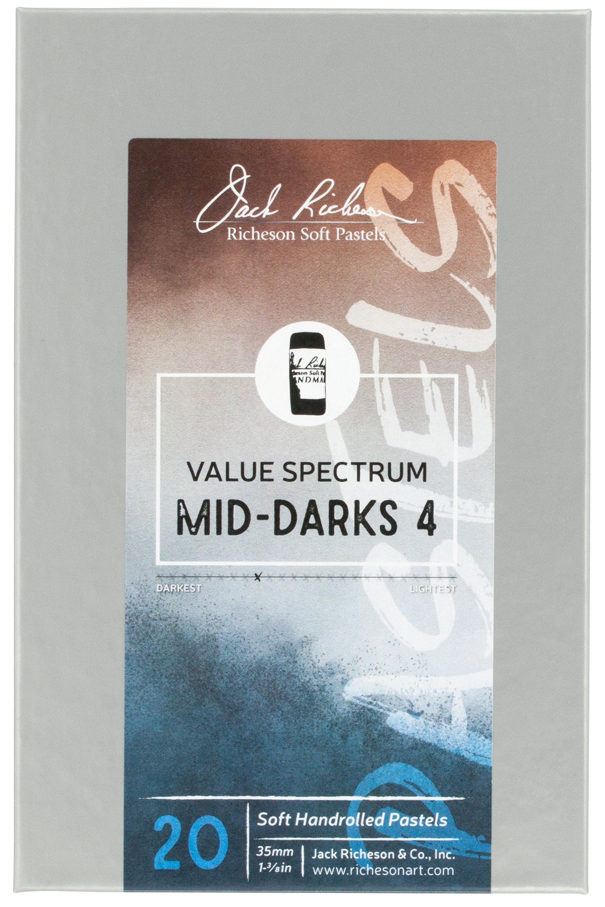 Jack Richeson Hand gerollt Weiche Pastellkreiden Spectrum: mid-dark 4, 20-teilig