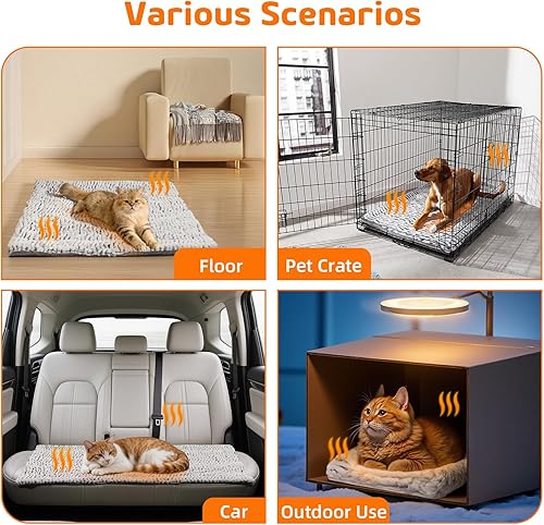 Miniatura 5 de Cama para gatos autocalentable, de 31.5 x 23.6 pulgadas, ultra suave, autocalentable, refleja el calor corporal, lavable, alfombrilla térmica no