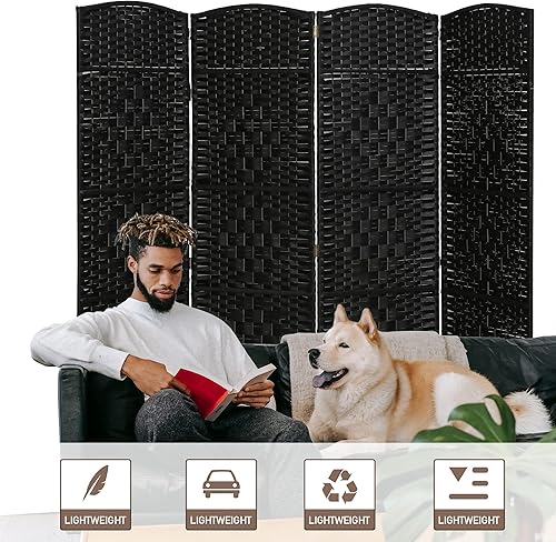Miniatura 31 de Divisores de habitación de madera de 5.3 pies de ancho y separador de ambientes plegables, pantallas de privacidad plegables, separadores de Negro