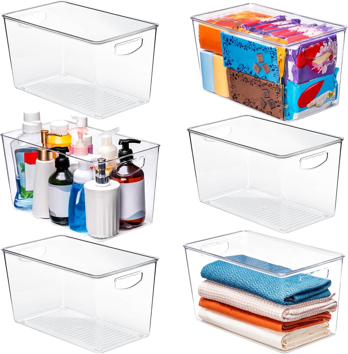 XL Clear Storage Bins with Lids – Stackable Organizers for Pantry, Kitchen, Laundry & More – 6 Pack XL Clear Storage Bins with Lids – Stackable Organizers for Pantry, Kitchen, Laundry & More – 6 Pack
