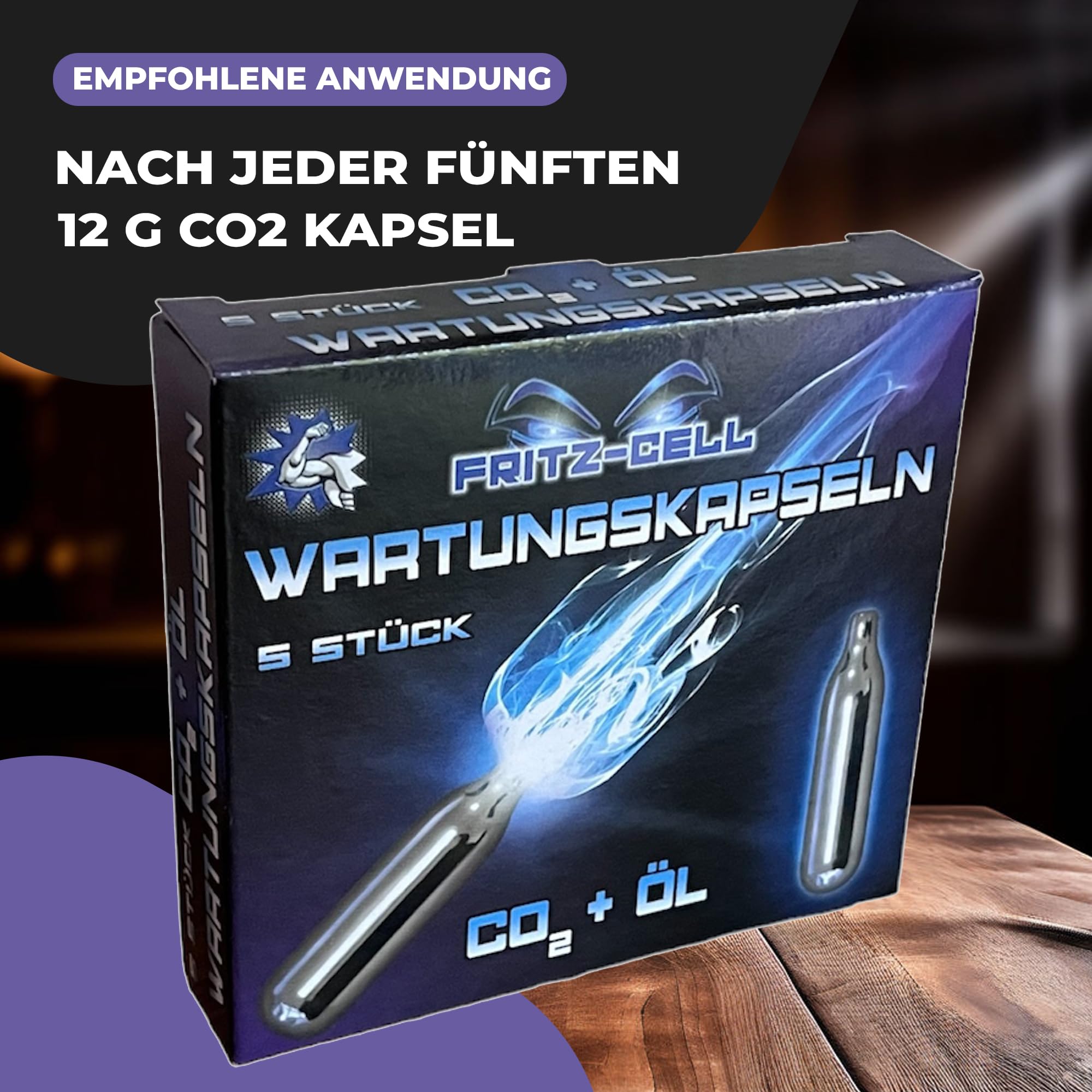 10 Fritz-Cell 12g CO2 Wartungskapseln Luftgewehr Softair Luftpistole Paintball