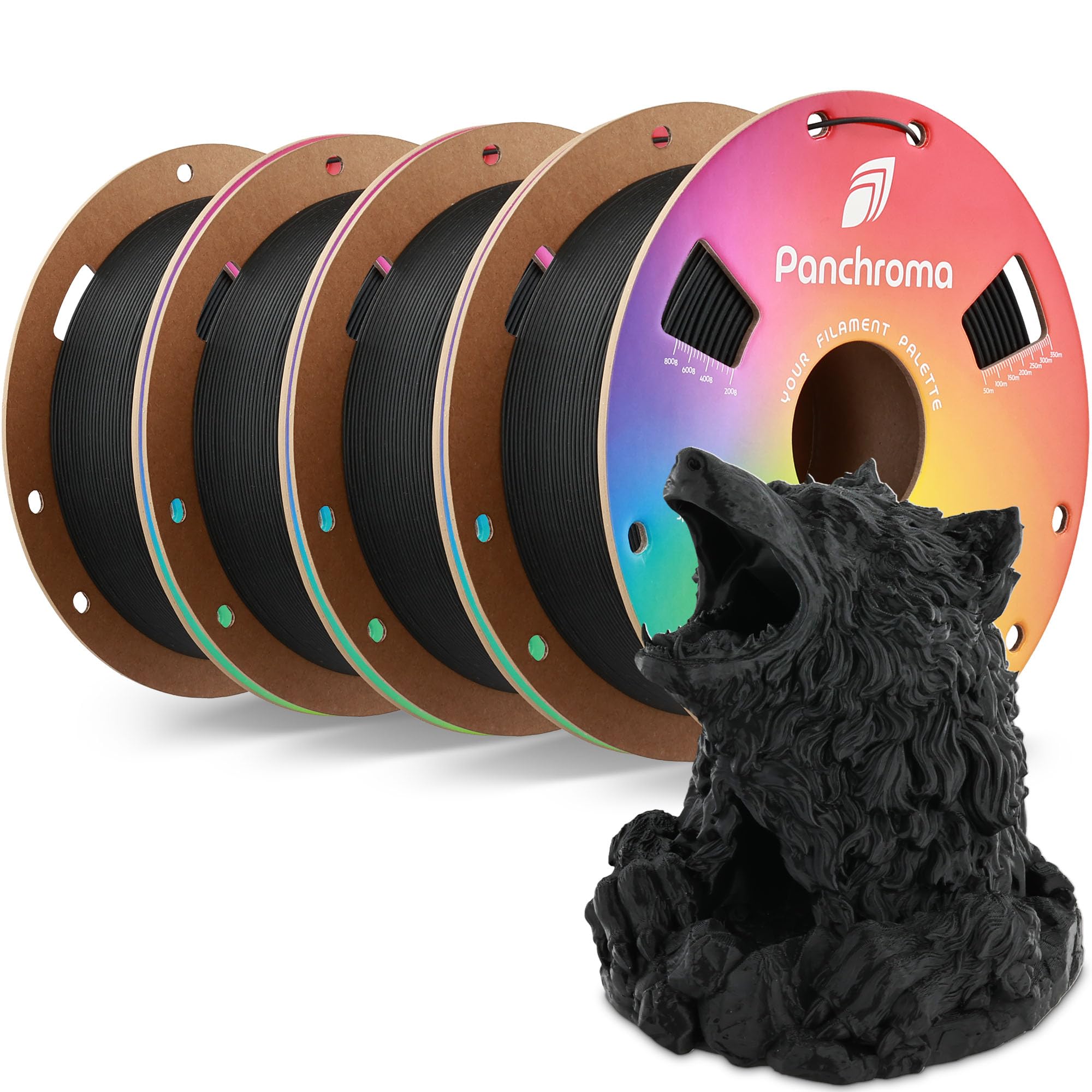 Polymaker Panchroma Matte PLA 3D Printer Filament Bundle 4kg,Charcoal Black | 1.75mm High Speed 3D Printing Filament Fits for Most FDM Printers, ±0.02mm Accuracy, Neaty Wound & Matte Finish, 4kg Pack
